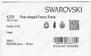 SWAROVSKI 4320 18X13MM PERIDOT F factory pack
