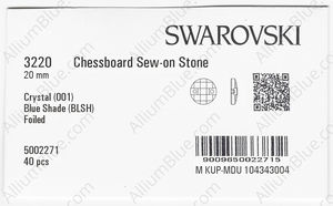 SWAROVSKI 3220 20MM CRYSTAL BL.SHADE F factory pack