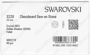 SWAROVSKI 3220 20MM CRYSTAL GOL.SHADOW F factory pack