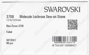 SWAROVSKI 3708 12.5X13.6MM BLUE ZIRCON F factory pack
