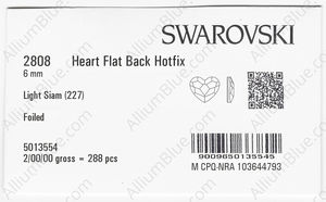 SWAROVSKI 2808 6MM LIGHT SIAM M HF factory pack
