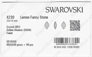 SWAROVSKI 4230 23X15MM CRYSTAL GOL.SHADOW F factory pack