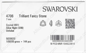 SWAROVSKI 4706 7MM CRYSTAL SILVNIGHT factory pack