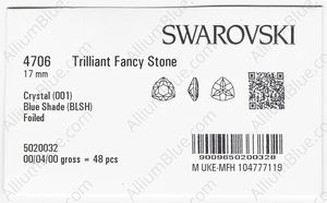 SWAROVSKI 4706 17MM CRYSTAL BL.SHADE F factory pack