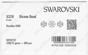 SWAROVSKI 5328 6MM ROSALINE factory pack