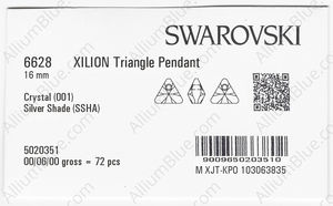 SWAROVSKI 6628 16MM CRYSTAL SILVSHADE factory pack