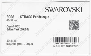 SWAROVSKI 8908 63X51MM CRYSTAL GOLD. TEAK B factory pack