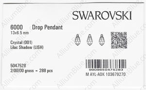 SWAROVSKI 6000 13X6.5MM CRYSTAL LILACSHADO factory pack