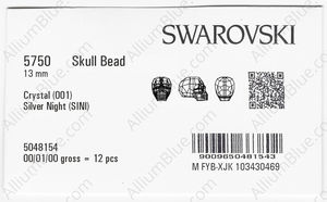 SWAROVSKI 5750 13MM CRYSTAL SILVNIGHT factory pack