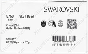 SWAROVSKI 5750 19MM CRYSTAL GOL.SHADOW factory pack
