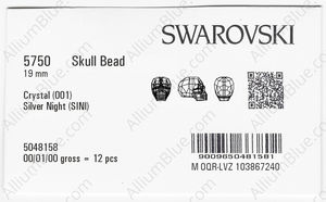 SWAROVSKI 5750 19MM CRYSTAL SILVNIGHT factory pack