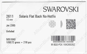 SWAROVSKI 2611 10MM JET factory pack
