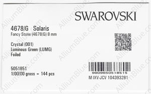 SWAROVSKI 4678/G 8MM CRYSTAL LUMINGREEN F factory pack
