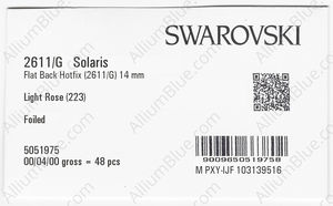SWAROVSKI 2611/G 14MM LIGHT ROSE M HF factory pack