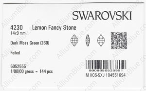 SWAROVSKI 4230 14X9MM DARK MOSS GREEN F factory pack