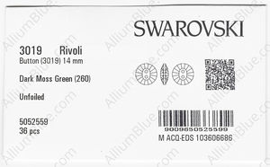 SWAROVSKI 3019 14MM DARK MOSS GREEN factory pack