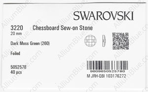SWAROVSKI 3220 20MM DARK MOSS GREEN F factory pack