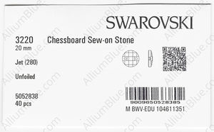 SWAROVSKI 3220 20MM JET factory pack