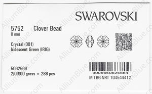 SWAROVSKI 5752 8MM CRYSTAL IRIDESGR factory pack