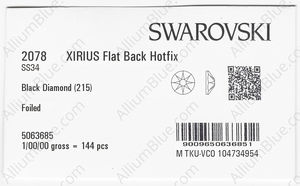 SWAROVSKI 2078 SS 34 BLACK DIAMOND A HF factory pack