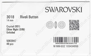SWAROVSKI 3018 14MM CRYSTAL SILVNIGHT factory pack