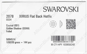 SWAROVSKI 2078 SS 34 CRYSTAL GOL.SHADOW A HF factory pack
