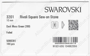 SWAROVSKI 3201 10MM DARK MOSS GREEN F factory pack