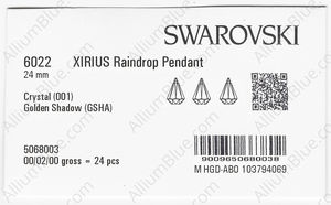 SWAROVSKI 6022 24MM CRYSTAL GOL.SHADOW factory pack