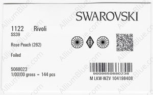 SWAROVSKI 1122 SS 39 ROSE PEACH F factory pack
