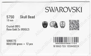 SWAROVSKI 5750 19MM CRYSTAL ROSEGOLD2X factory pack