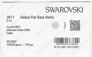 SWAROVSKI 2611 8MM CRYSTAL IRIDESGR M HF factory pack