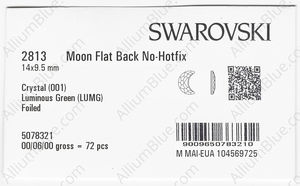 SWAROVSKI 2813 14X9.5MM CRYSTAL LUMINGREEN F factory pack