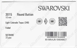 SWAROVSKI 3015 10MM LIGHT COLORADO TOPAZ F factory pack