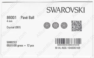 SWAROVSKI 86001 4MM 01 001 factory pack