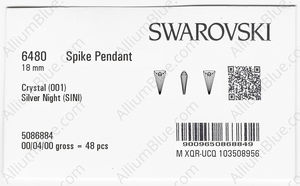 SWAROVSKI 6480 18MM CRYSTAL SILVNIGHT factory pack