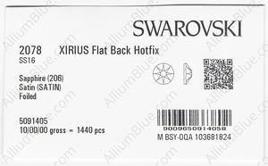 SWAROVSKI 2078 SS 16 SAPPHIRE SATIN A HF factory pack