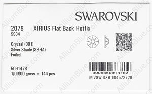 SWAROVSKI 2078 SS 34 CRYSTAL SILVSHADE A HF factory pack