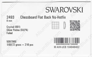 SWAROVSKI 2493 8MM CRYSTAL SILVER-PAT F factory pack