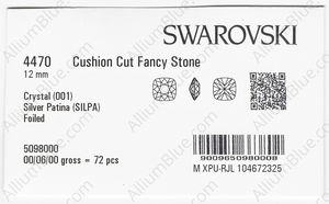 SWAROVSKI 4470 12MM CRYSTAL SILVER-PAT F factory pack