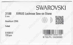 SWAROVSKI 3188 5MM AMETHYST F factory pack
