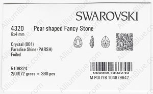 SWAROVSKI 4320 6X4MM CRYSTAL PARADSH F factory pack