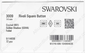 SWAROVSKI 3009 14MM CRYSTAL GOL.SHADOW F factory pack
