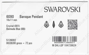SWAROVSKI 6090 16X11MM CRYSTAL BERMBL factory pack
