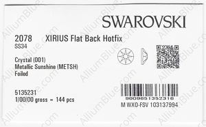 SWAROVSKI 2078 SS 34 CRYSTAL METSUNSH A HF factory pack