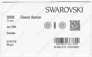 SWAROVSKI 3008 12MM JET factory pack