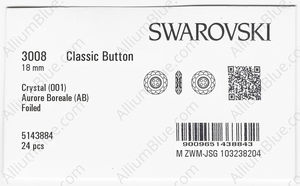 SWAROVSKI 3008 18MM CRYSTAL AB F factory pack