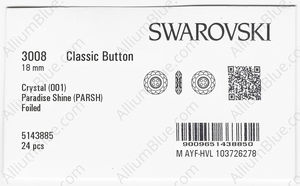 SWAROVSKI 3008 18MM CRYSTAL PARADSH F factory pack
