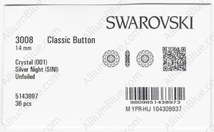 SWAROVSKI 3008 14MM CRYSTAL SILVNIGHT factory pack
