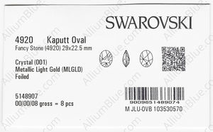 SWAROVSKI 4920 29X22.5MM CRYSTAL METLGTGOLD F T1157 factory pack