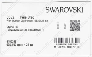 SWAROVSKI 6532 21MM CRYSTAL GOL.SHADOW GOLD factory pack